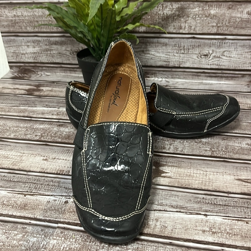 Natural Soul Black Crocodile Pattern Loafers Size 7 - Picture 5 of 8